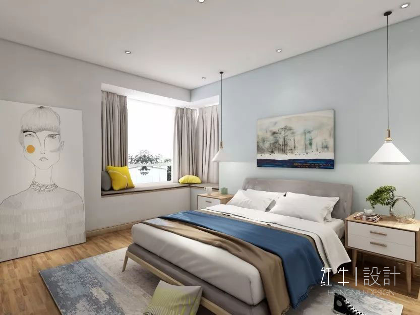 水印_红牛设计_南京平治南苑85平米北欧风格装修--三口之家的温馨居室07